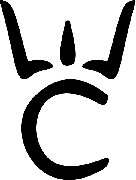 Wolfskin Creative monogram: the strokes of a W crowning a C.
